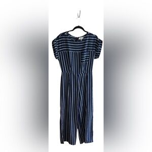Monteau Los Angeles navy blue white stripes jumpsuit Sz L